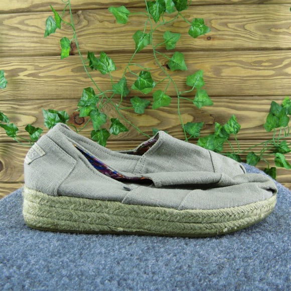 Bobs By‎ Skechers Women Flat Shoes Taupe Fabric Slip On Size 7.5 Medium - Picture 4 of 10